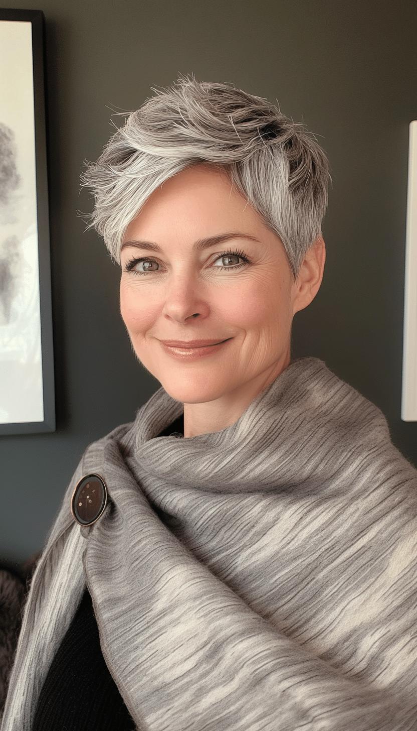 5. Tapered Crop in Natural Salt & Pepper (Hairstyles For Women Over 50) - Hairstyles For Women Over 50
