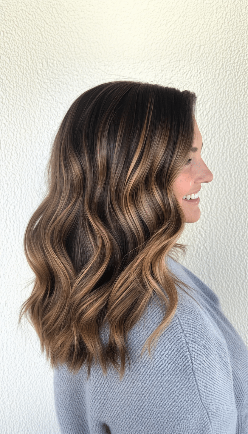 20. Flowing Waves in Dark Honey Brown (Hairstyles For Women Over 50) - Hairstyles For Women Over 50