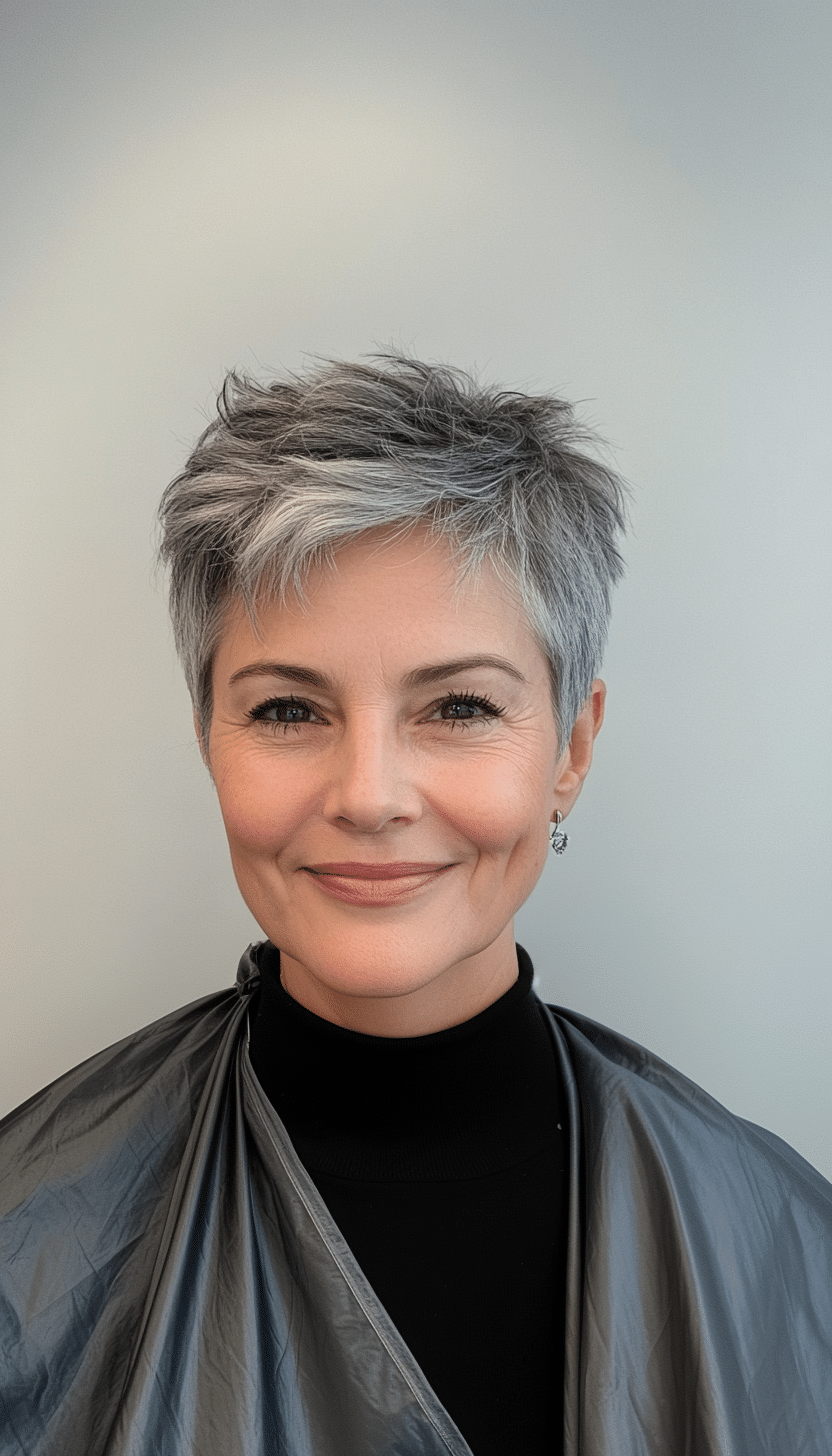 21. Tapered Pixie in Smoky Gray (Hairstyles For Women Over 50) - Hairstyles For Women Over 50