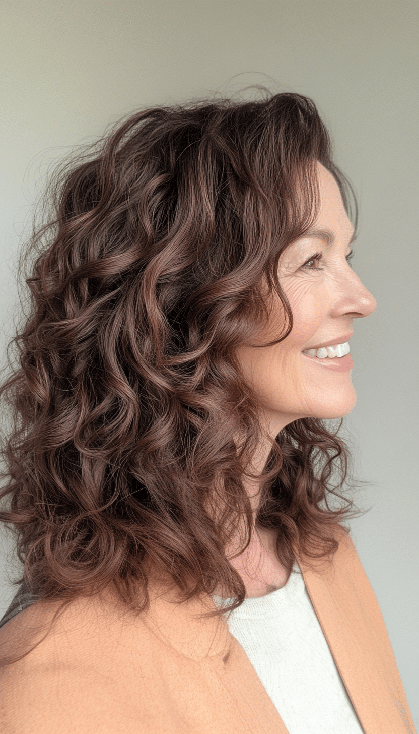 24. Loose Curls in Warm Maple Brown (Hairstyles For Women Over 50) - Hairstyles For Women Over 50