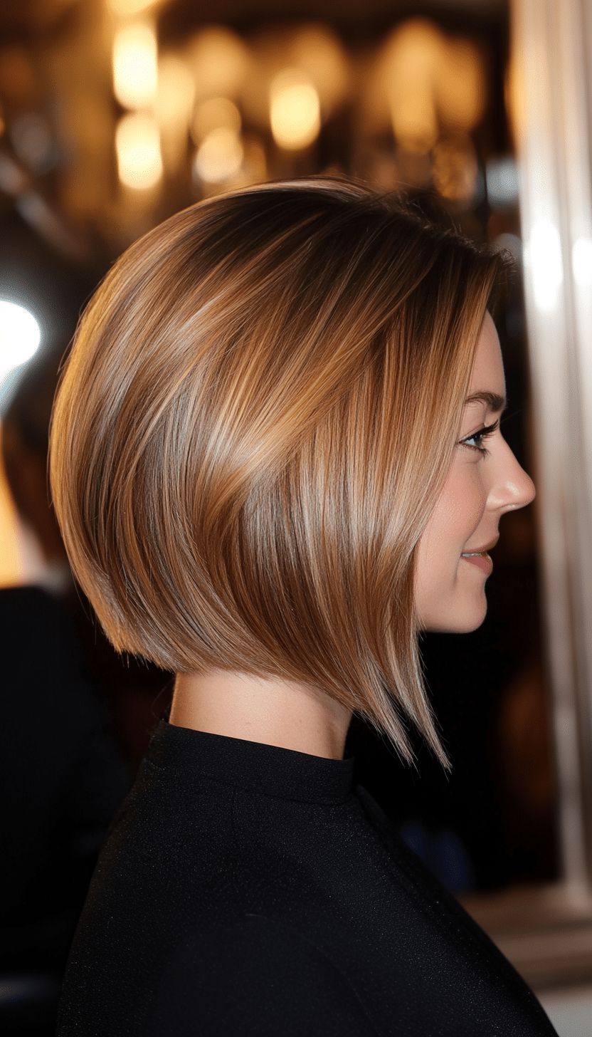 2. Golden Honey Angled Bob (Stacked Bob Haircuts) - Stacked Bob Haircuts