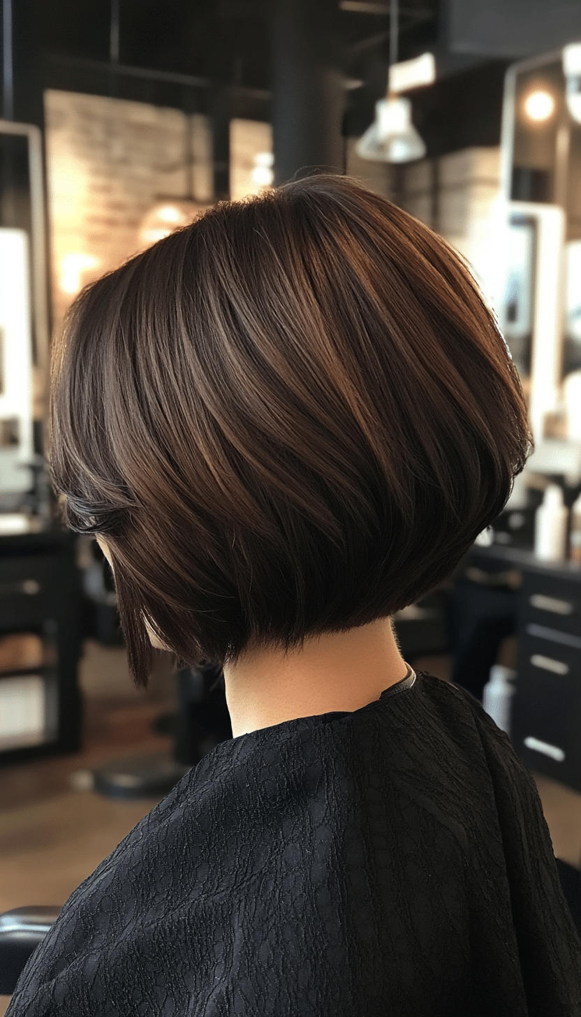 14. Cool Cocoa Bob with Undercut Detailing (Stacked Bob Haircuts) - Stacked Bob Haircuts