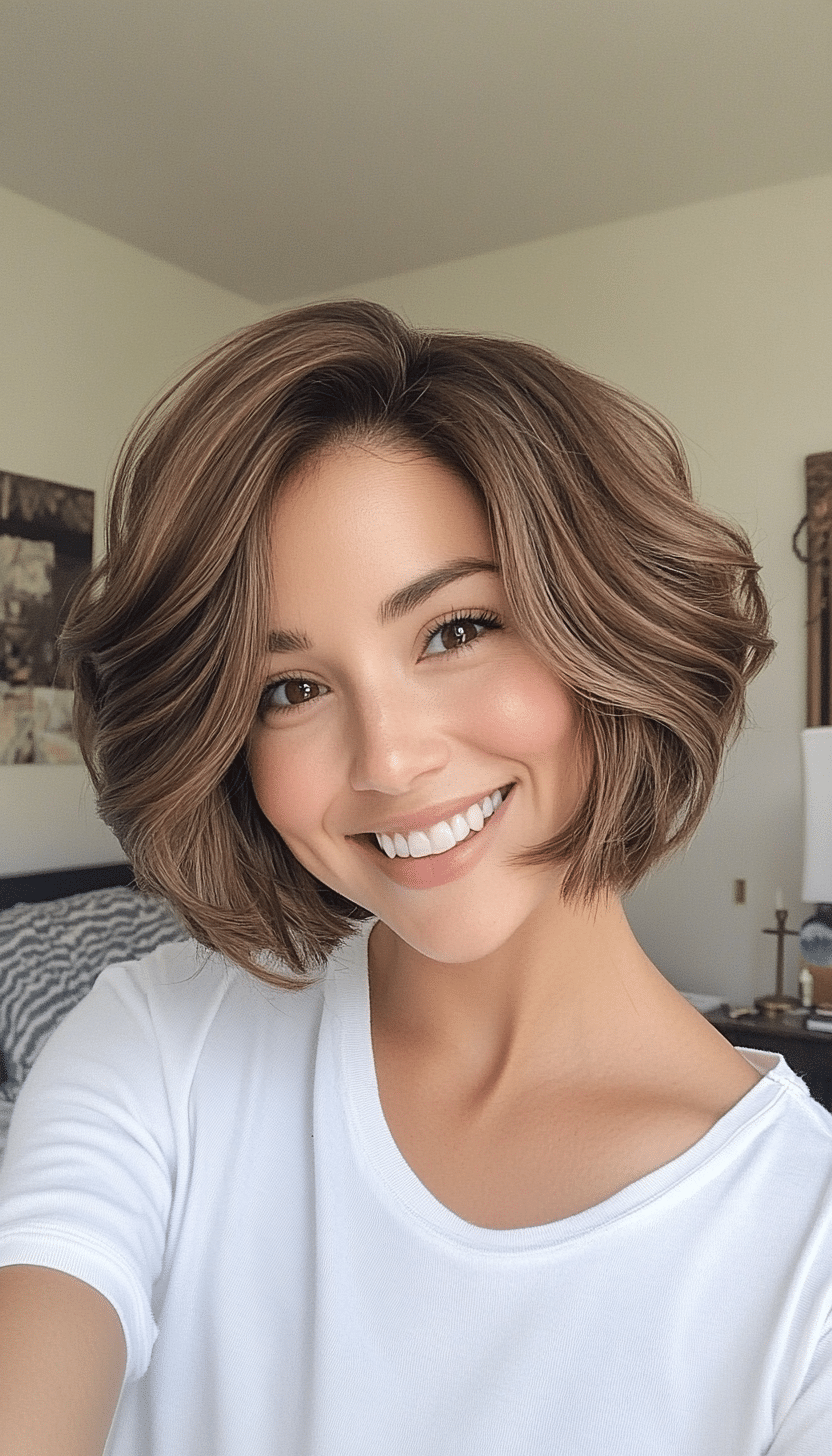 15. Soft Almond Brown Bob with Voluminous Crown (Stacked Bob Haircuts) - Stacked Bob Haircuts