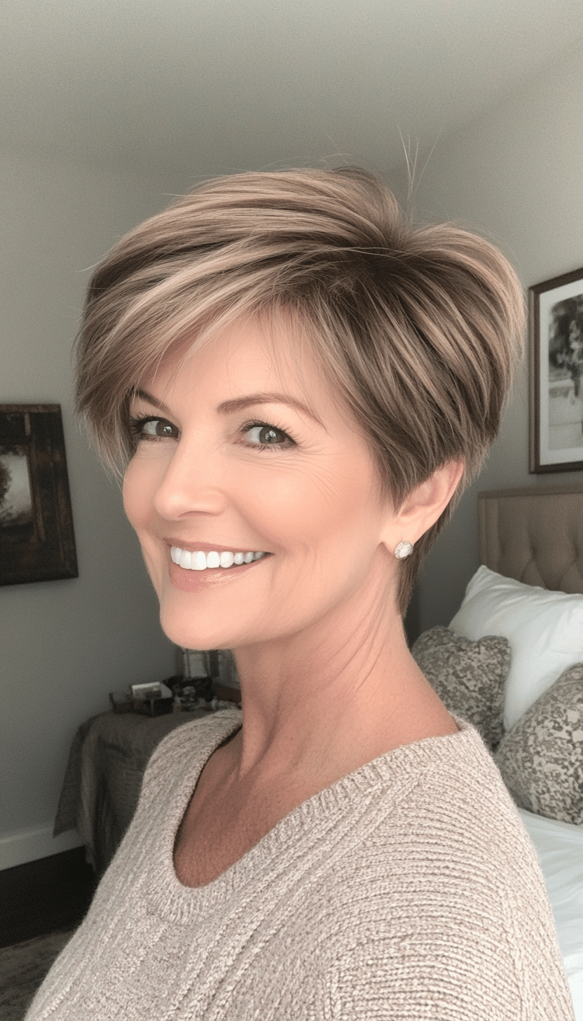 2. Classic Pixie in Soft Ash Brown (Hairstyles For Women Over 50 With Fine Hair) - Hairstyles For Women Over 50 With Fine Hair