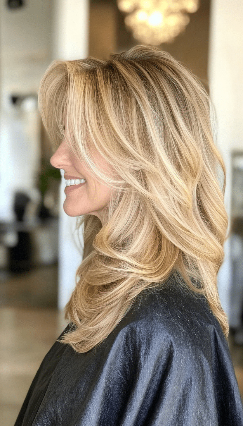 6. Wavy Shag in Golden Blonde (Hairstyles For Women Over 50 With Fine Hair) - Hairstyles For Women Over 50 With Fine Hair