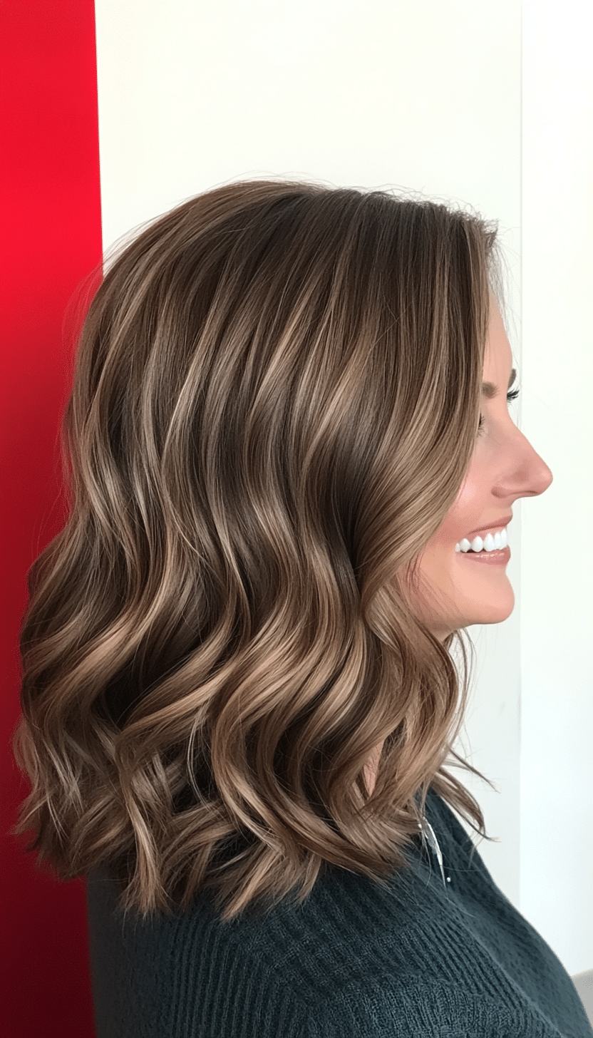 27. Loose Waves with Soft Ash Brown Highlights (Hairstyles For Women Over 50 With Fine Hair) - Hairstyles For Women Over 50 With Fine Hair