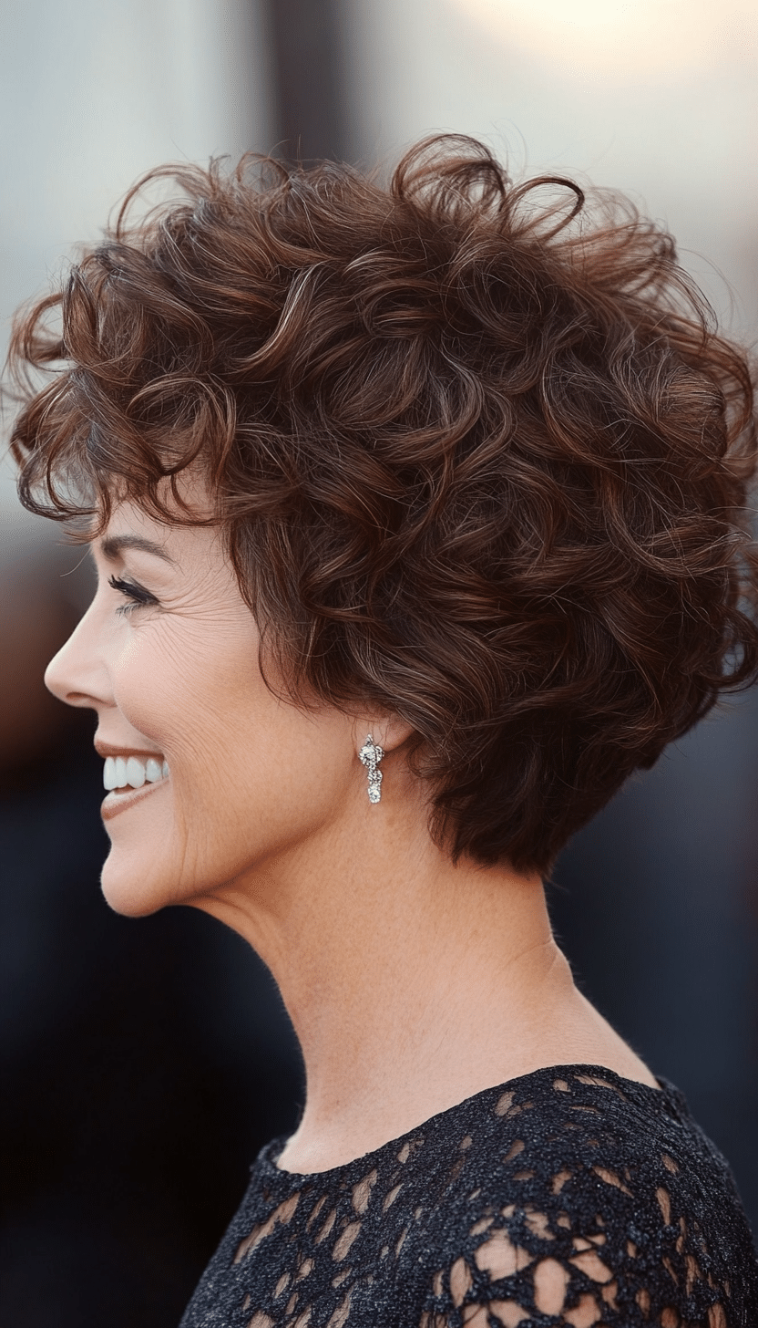 7. Curly Crop with Deep Brown (Best Hairstyles For Women Over 50) - Best Hairstyles For Women Over 50