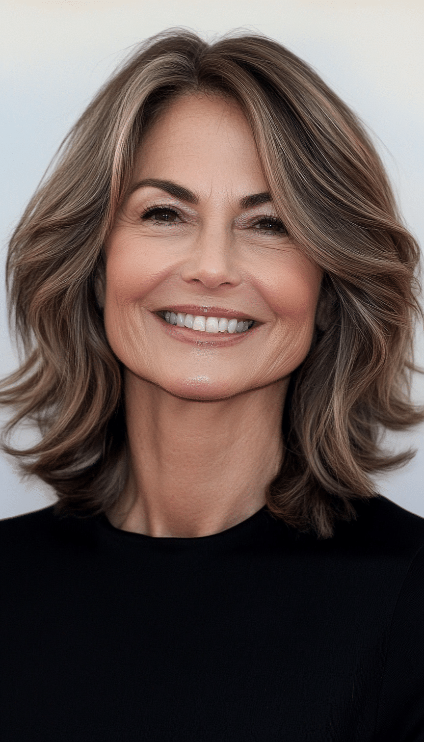 15. Flipped-Out Layers with Medium Brown (Best Hairstyles For Women Over 50) - Best Hairstyles For Women Over 50