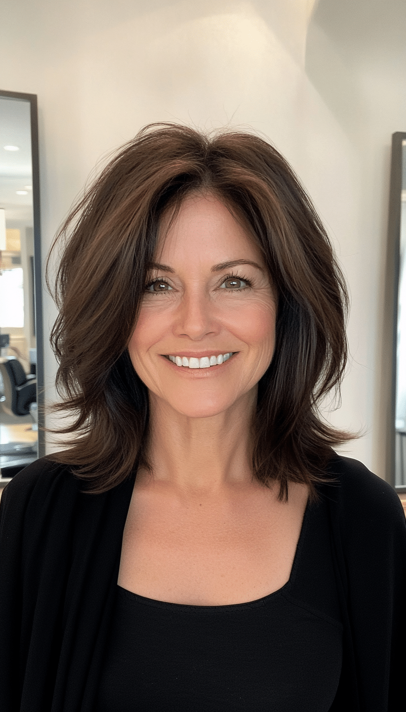16. Collarbone-Length Cut with Soft Mocha Brown (Best Hairstyles For Women Over 50) - Best Hairstyles For Women Over 50