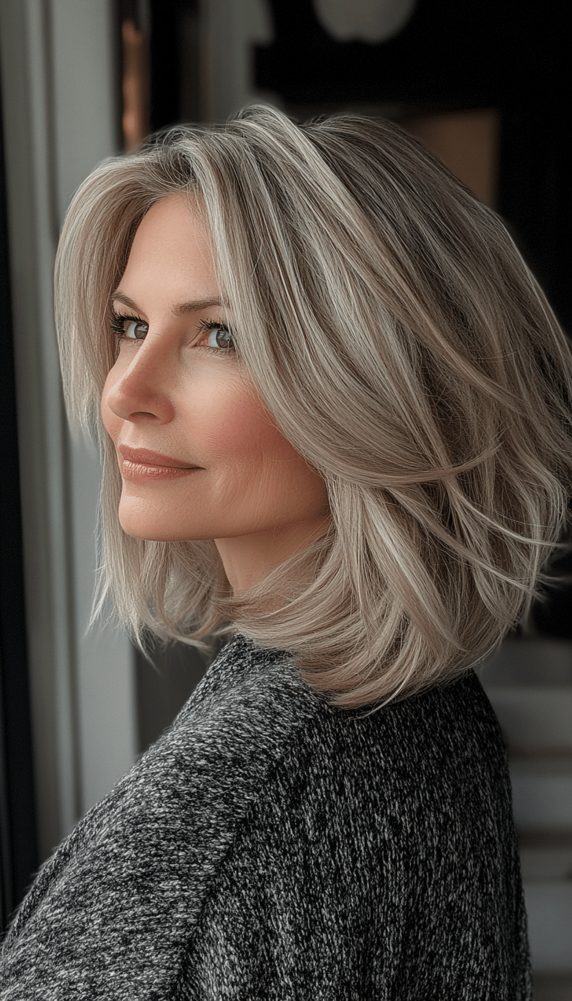 17. Textured Lob with Cool Ash Blonde (Best Hairstyles For Women Over 50) - Best Hairstyles For Women Over 50