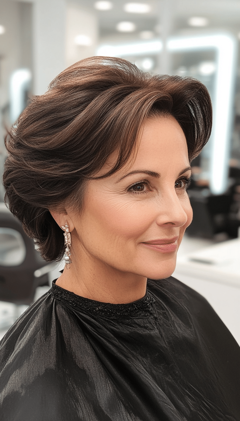 25. Elegant Updo with Dark Chocolate Brown (Best Hairstyles For Women Over 50) - Best Hairstyles For Women Over 50