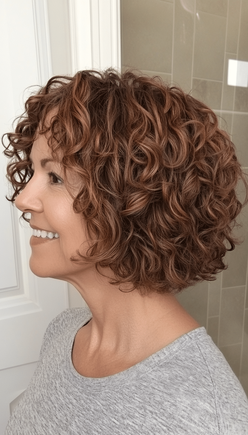1. Soft Layered Bob with Warm Chestnut Tones (Short Curly Hairstyles For Older Women) - Short Curly Hairstyles For Older Women