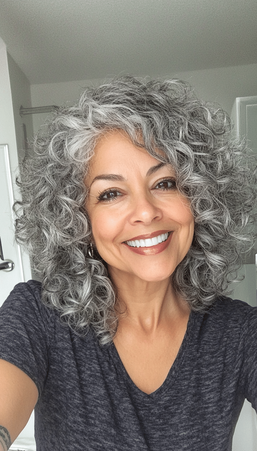 5. Neatly Cropped Curls in Silver Gray (Short Curly Hairstyles For Older Women) - Short Curly Hairstyles For Older Women