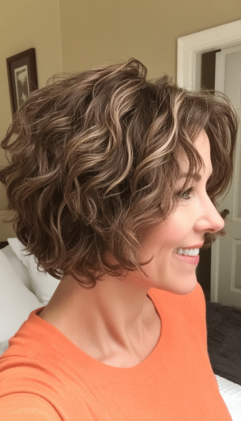 8. Wavy Cropped Bob in Ash Brown (Short Curly Hairstyles For Older Women) - Short Curly Hairstyles For Older Women