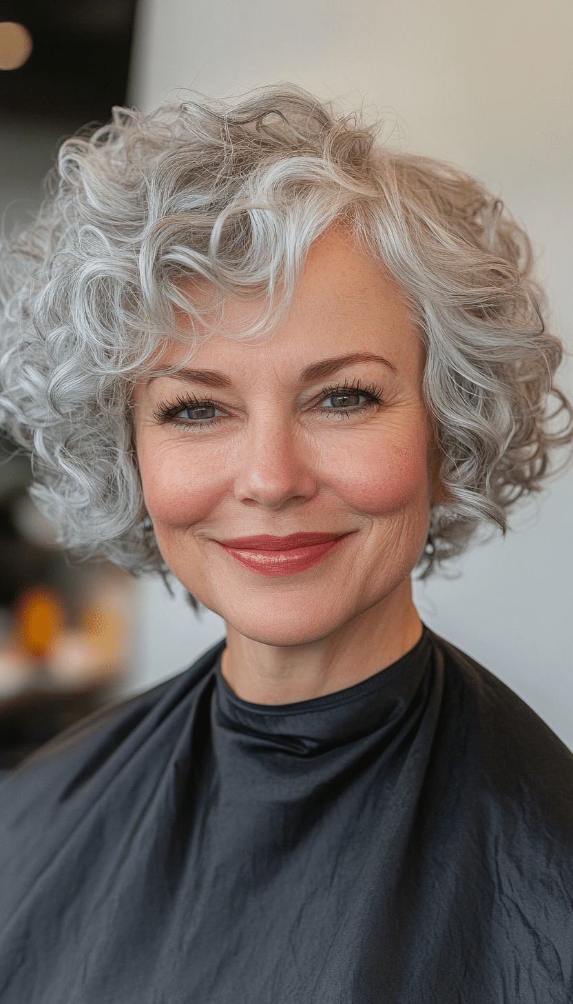 11. Tight Spiral Curls in Natural Silver (Short Curly Hairstyles For Older Women) - Short Curly Hairstyles For Older Women