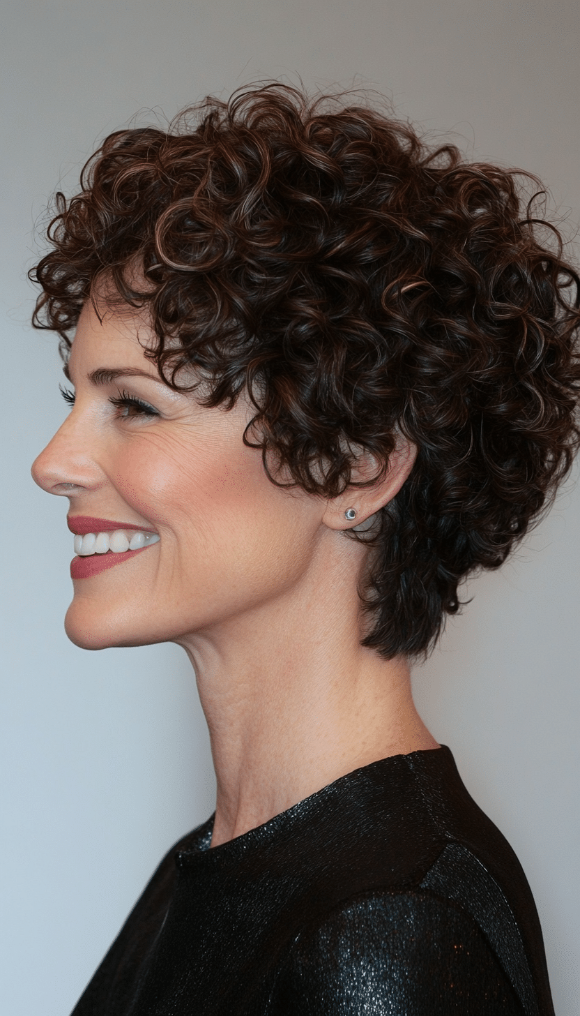 12. Soft Curly Crop in Dark Mocha (Short Curly Hairstyles For Older Women) - Short Curly Hairstyles For Older Women