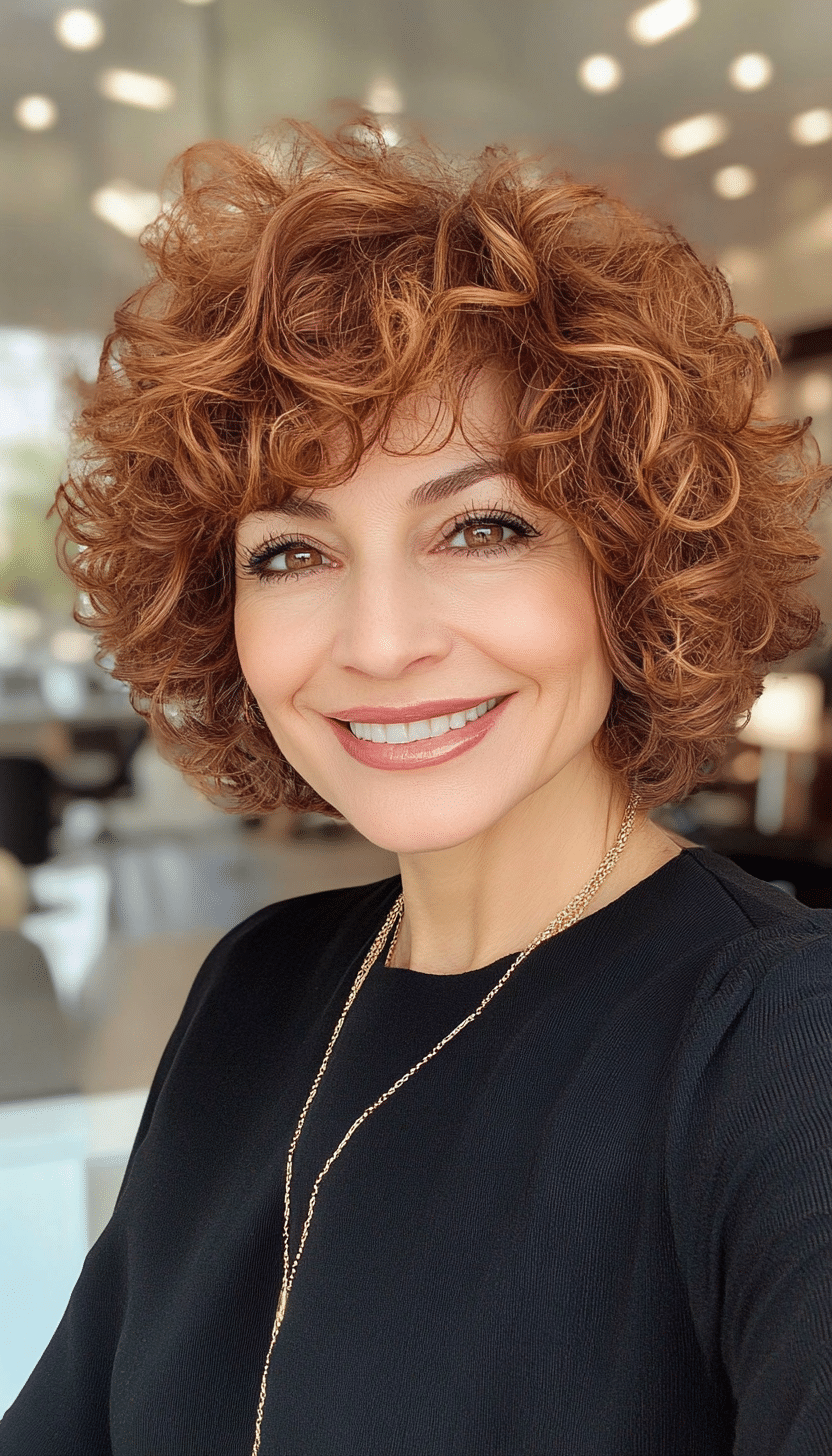 15. Soft Voluminous Curls in Light Chestnut (Short Curly Hairstyles For Older Women) - Short Curly Hairstyles For Older Women