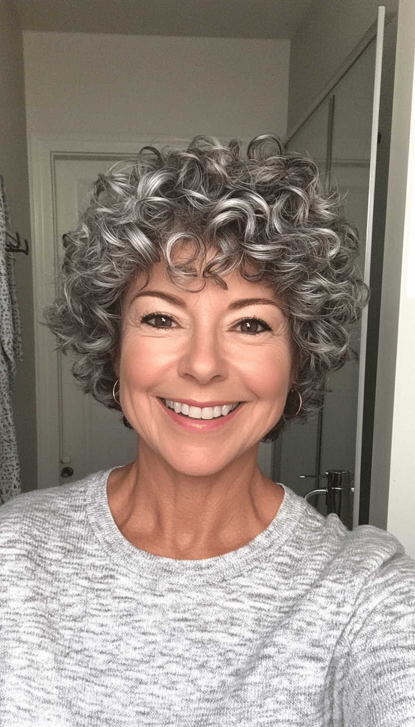 21. Sculpted Curls in Cool Graphite Gray (Short Curly Hairstyles For Older Women) - Short Curly Hairstyles For Older Women