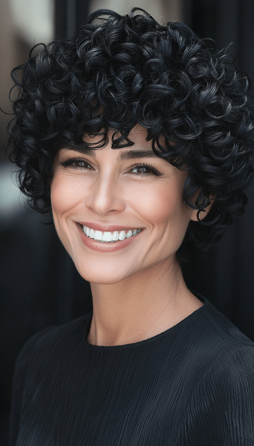 24. Short Layered Coils in Espresso Black (Short Curly Hairstyles For Older Women) - Short Curly Hairstyles For Older Women