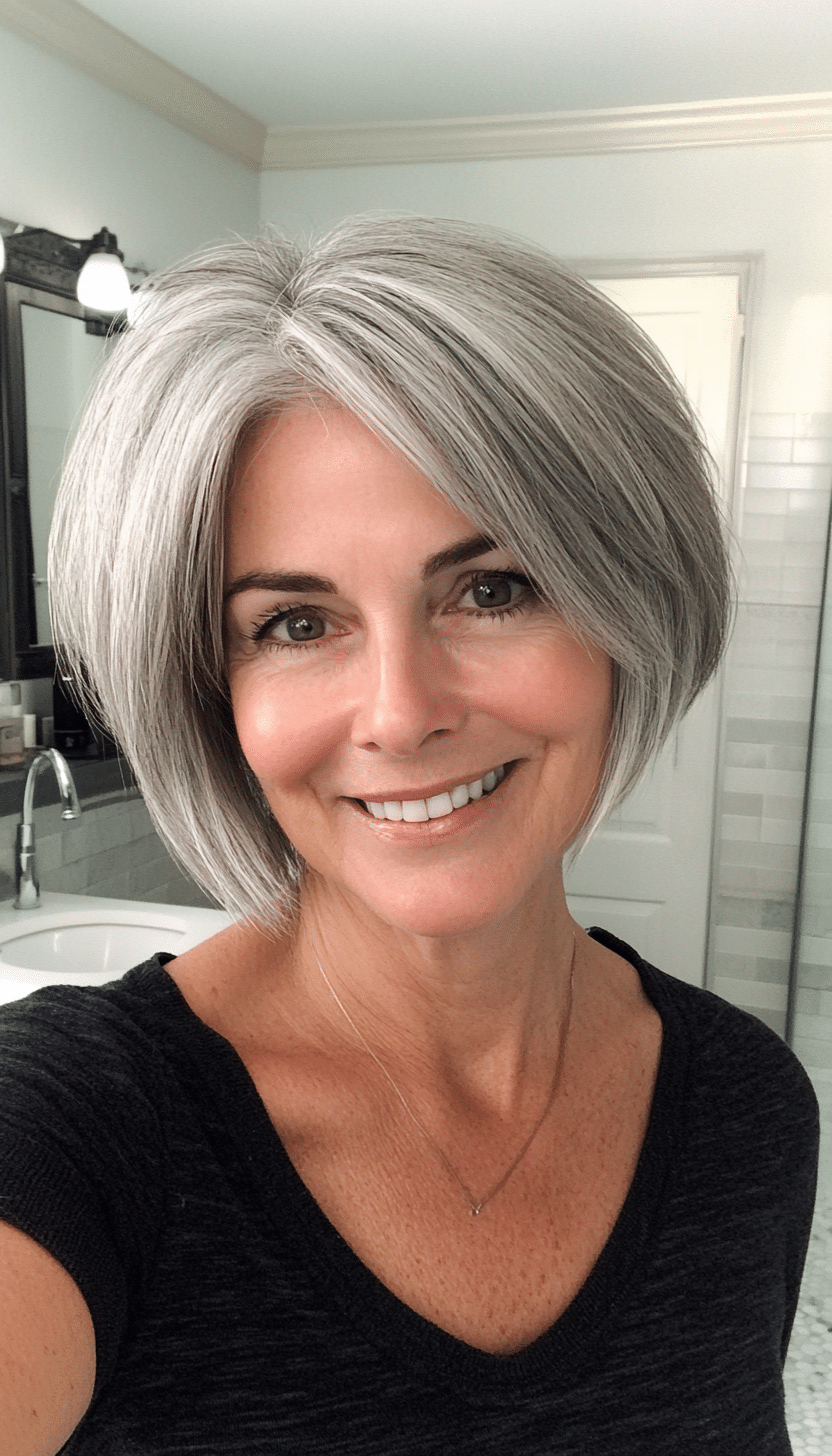 5. Short Feathered Cut in Silvery Gray (Best Hairstyles For Women Over 60) - Best Hairstyles For Women Over 60