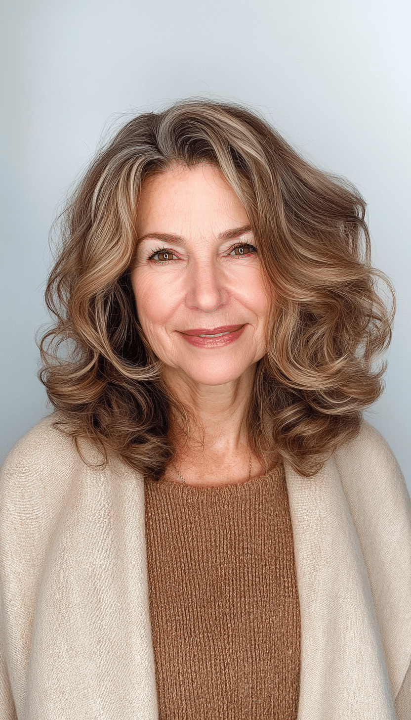 6. Collarbone-Length Soft Curls in Honey Brown (Best Hairstyles For Women Over 60) - Best Hairstyles For Women Over 60