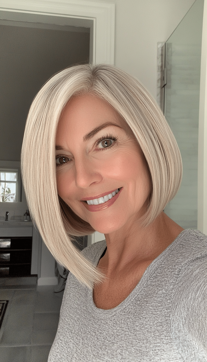 8. Classic French Bob in Soft Ash Blonde (Best Hairstyles For Women Over 60) - Best Hairstyles For Women Over 60