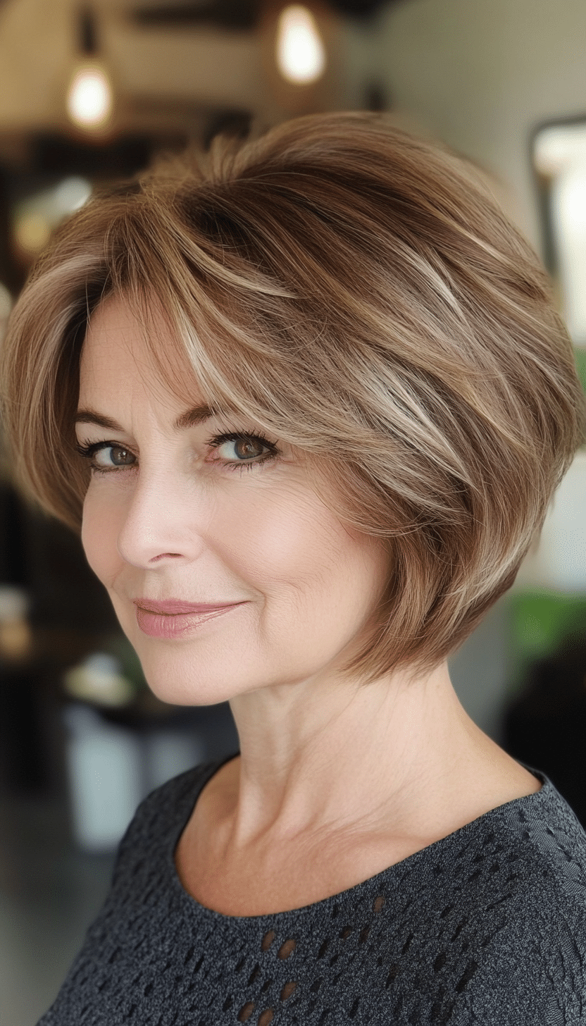 21. Modern Shaggy Bob in Light Caramel Brown (Best Hairstyles For Women Over 60) - Best Hairstyles For Women Over 60
