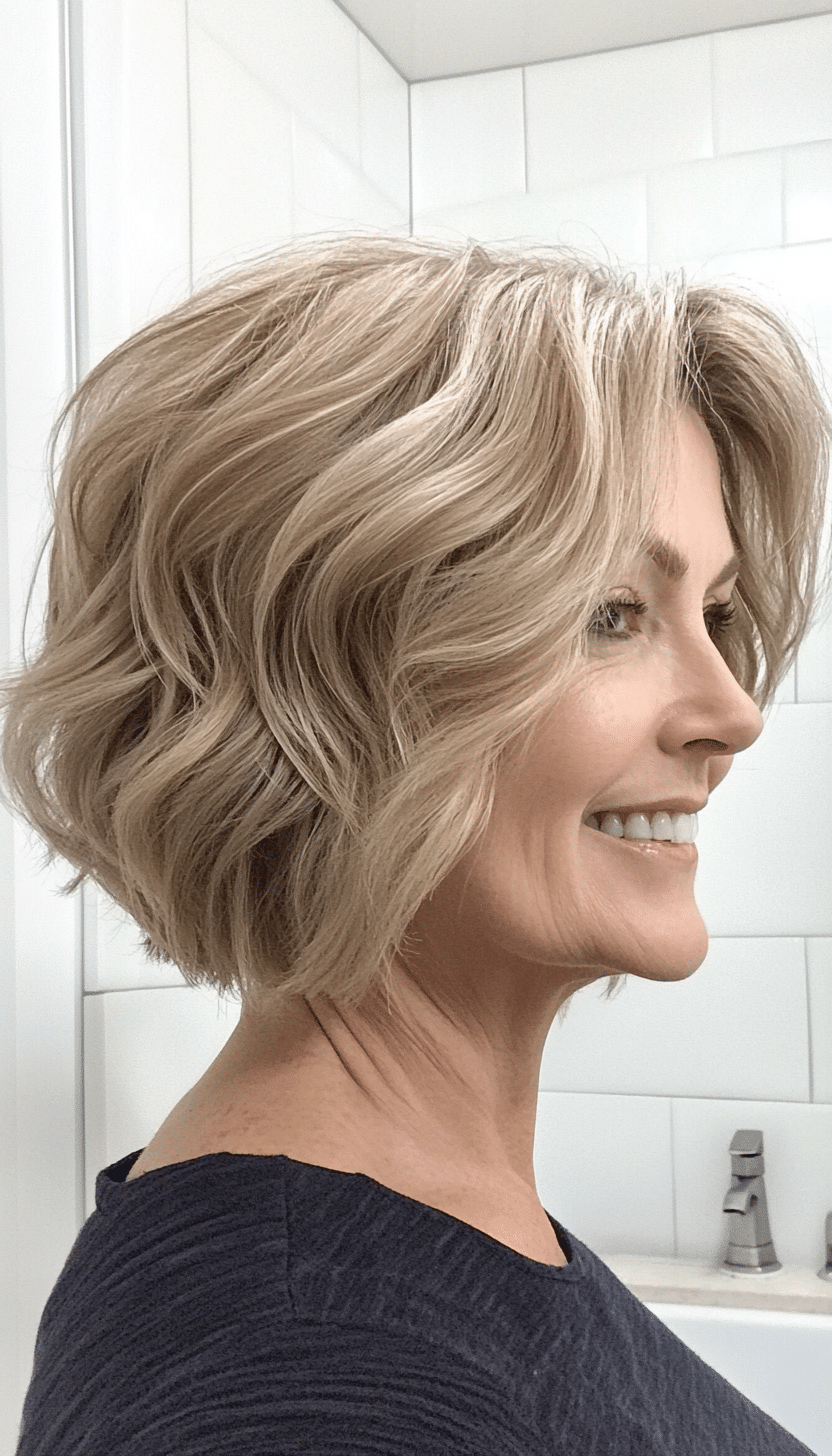 13. Textured Bob in Soft Beige Blonde (Short Hairstyles For Women Over 50 With Thick Hair) - Short Hairstyles For Women Over 50 With Thick Hair