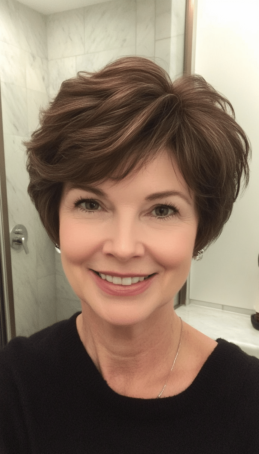 26. Classic Short Cut in Deep Brown (Short Hairstyles For Women Over 50 With Thick Hair) - Short Hairstyles For Women Over 50 With Thick Hair