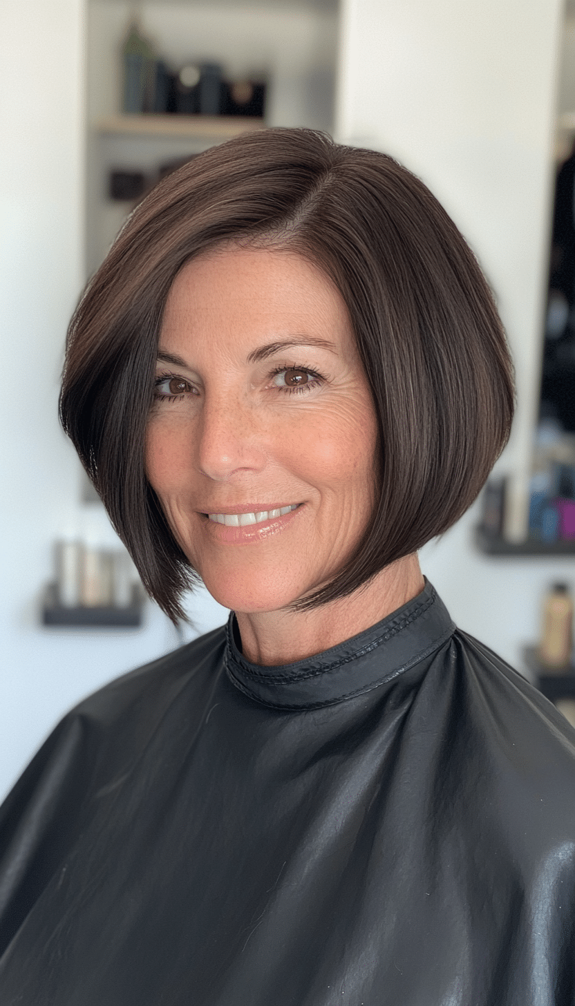 2. Classic Chin-Length Bob in Natural Black (Short Bob Haircuts For Older Women) - Short Bob Haircuts For Older Women