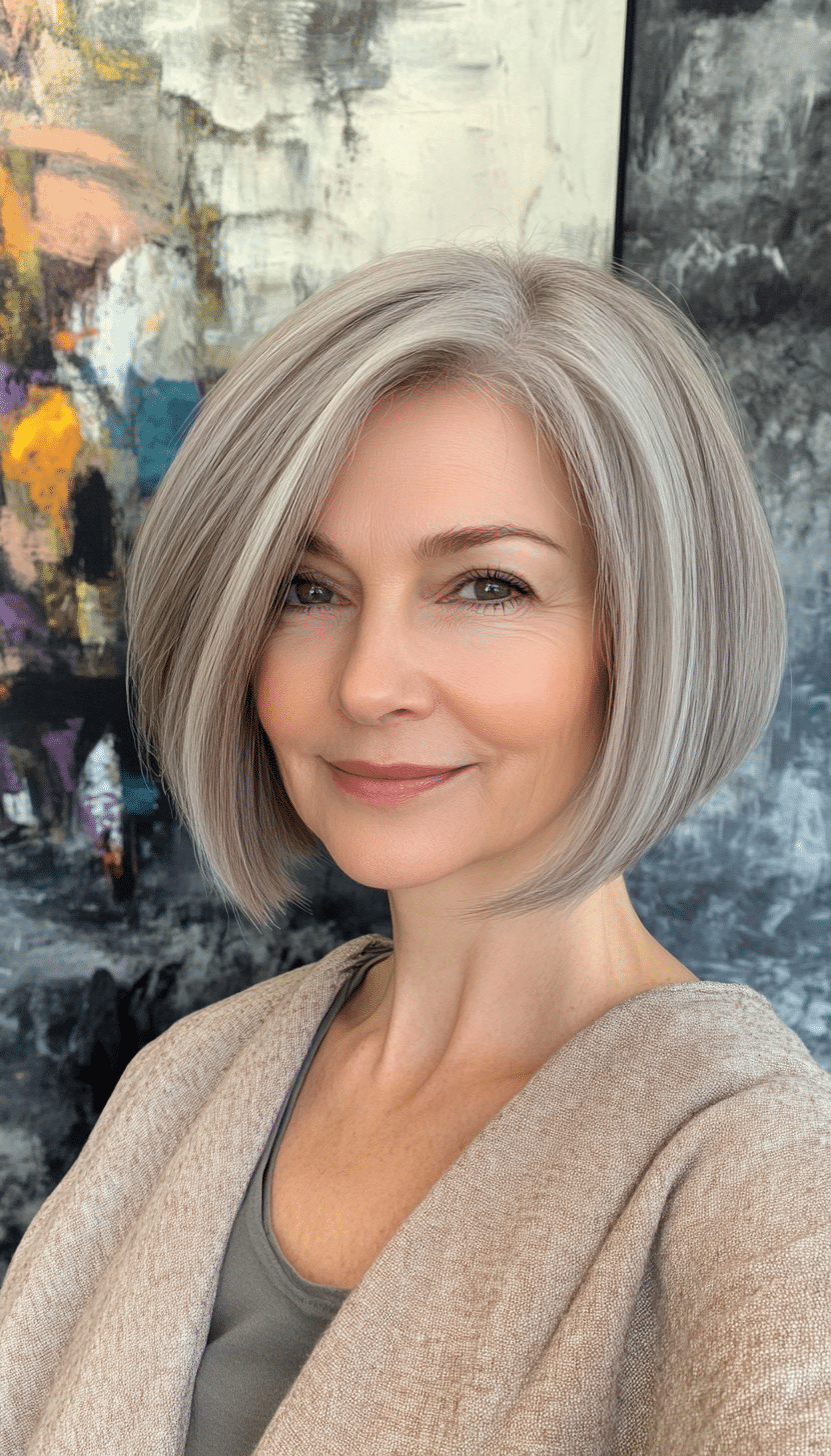 7. Wispy Bob in Medium Ash Brown (Short Bob Haircuts For Older Women) - Short Bob Haircuts For Older Women