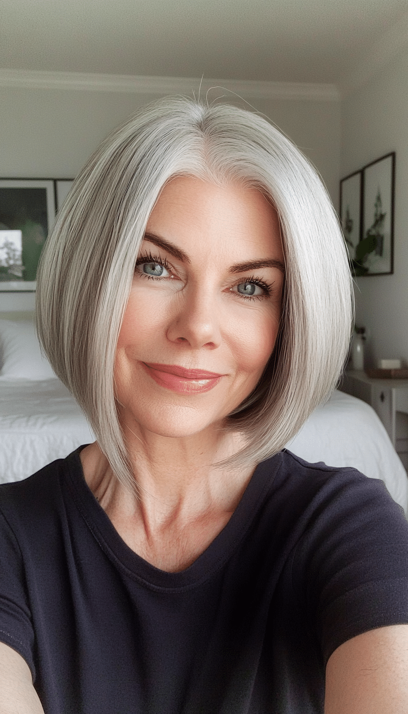 8. Rounded Bob in Soft Silver (Short Bob Haircuts For Older Women) - Short Bob Haircuts For Older Women