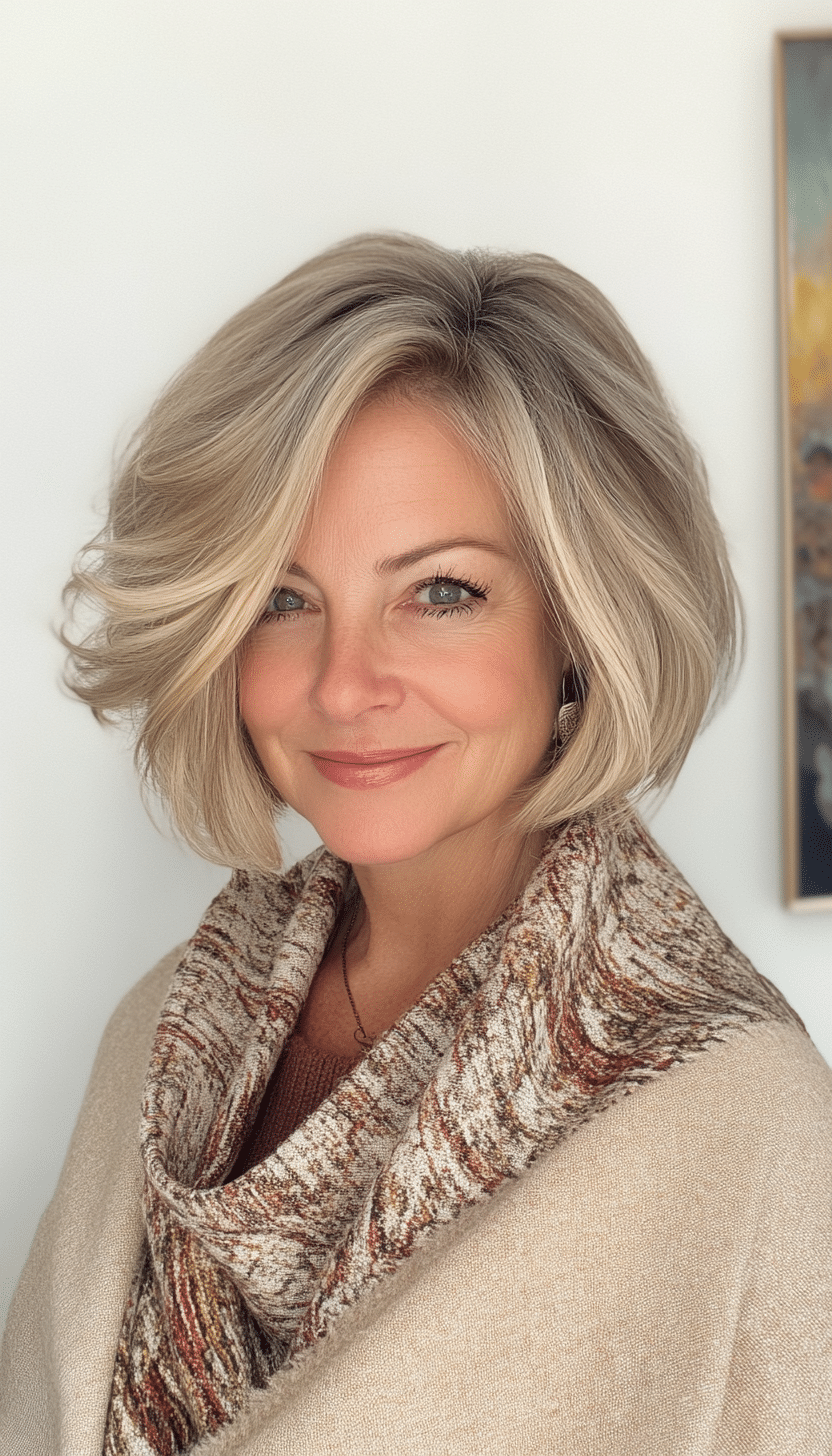 22. Messy Textured Bob in Dark Honey Blonde (Short Bob Haircuts For Older Women) - Short Bob Haircuts For Older Women