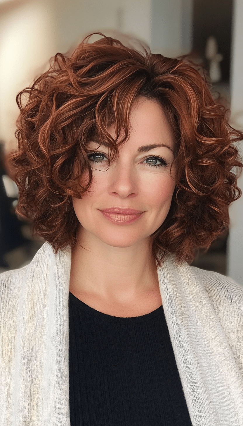1. Classic Layered Curly Bob in Soft Chestnut (Curly Bob Hairstyles For Over 50) - Curly Bob Hairstyles For Over 50