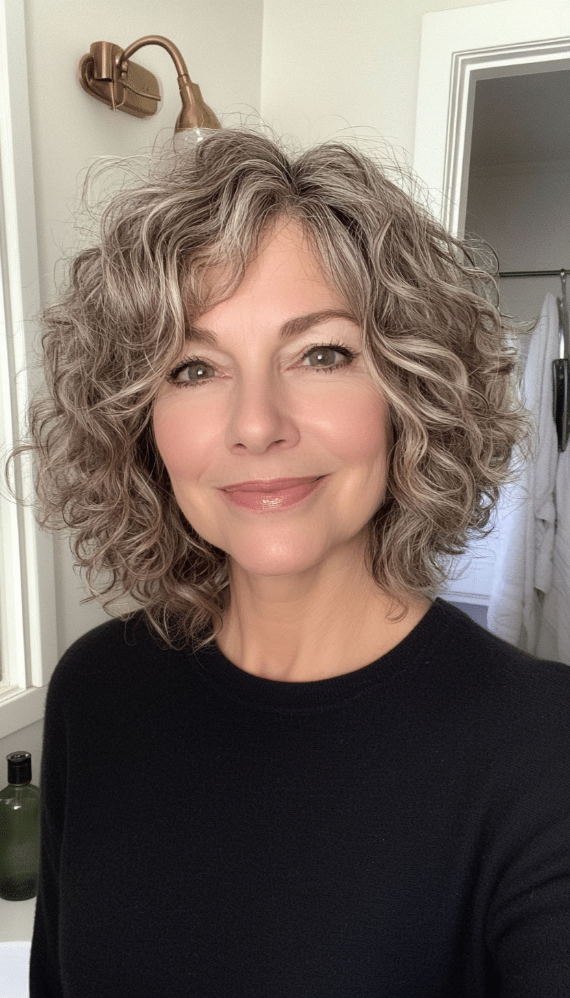 8. Soft Angled Bob in Ash Brown (Curly Bob Hairstyles For Over 50) - Curly Bob Hairstyles For Over 50