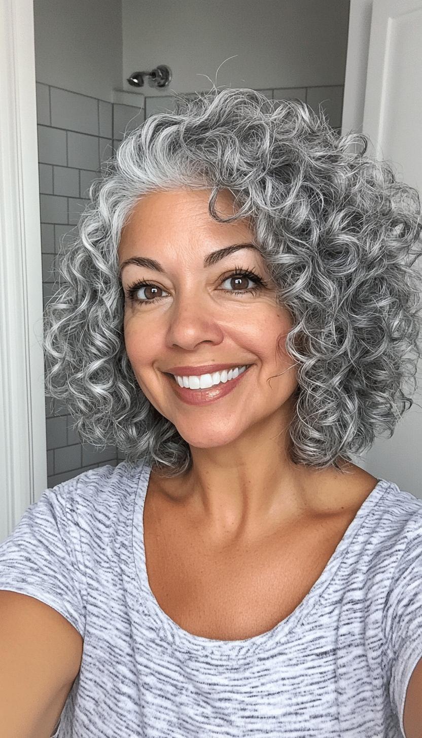 10. Tapered Curly Bob in Natural Silver (Curly Bob Hairstyles For Over 50) - Curly Bob Hairstyles For Over 50
