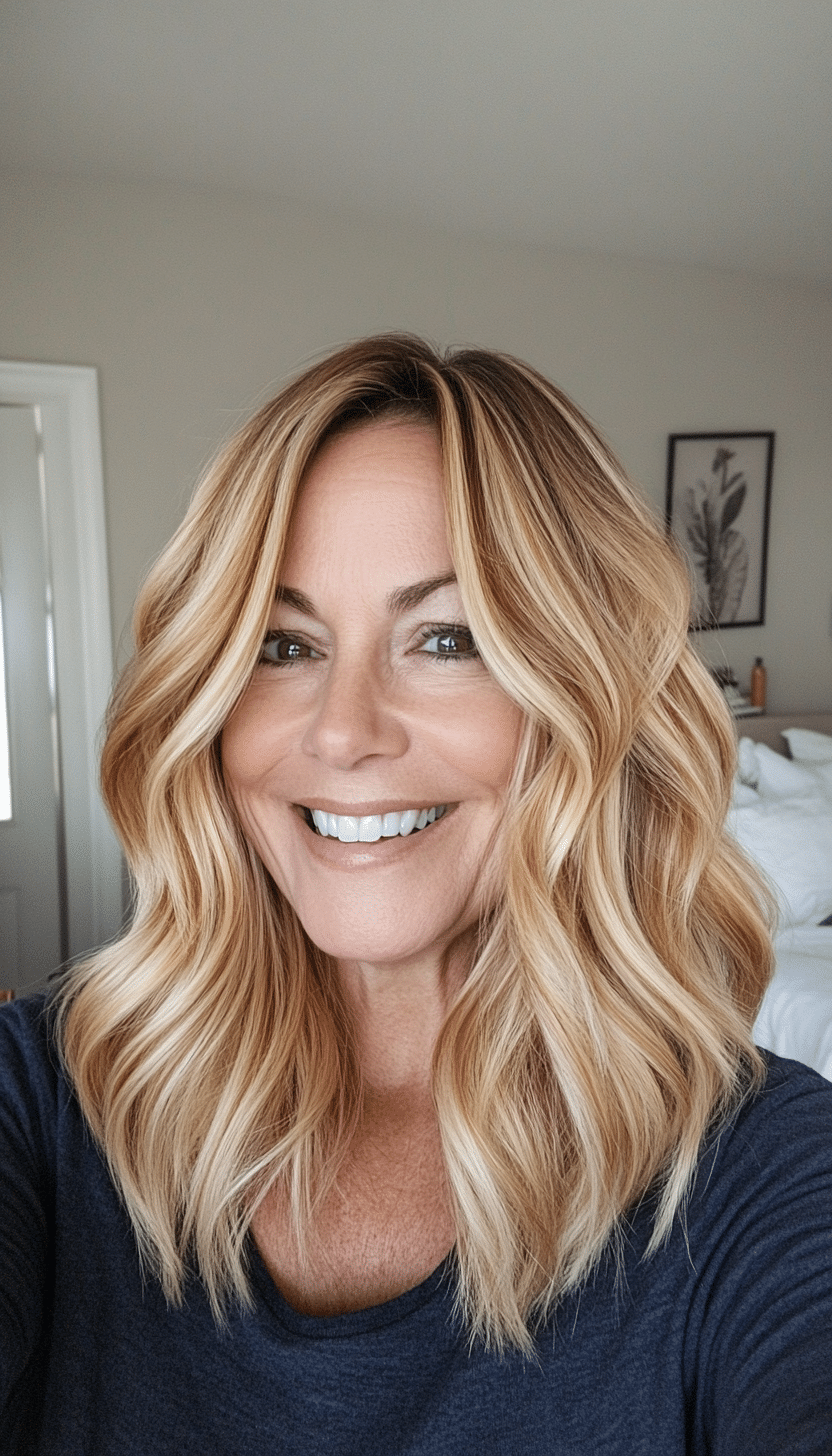 13. Shoulder-Length Waves in Warm Golden Blonde (Shoulder Length Haircuts For Women Over 50) - Shoulder Length Haircuts For Women Over 50