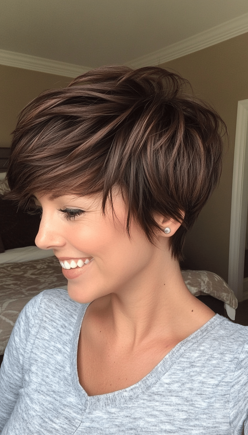 1. Soft Pixie with Dark Chocolate Layers (Short Hairstyles With Layers) - Short Hairstyles With Layers