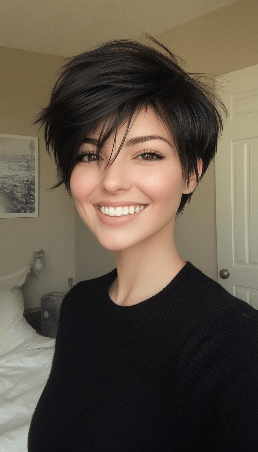 7. Wispy Pixie in Natural Black (Short Hairstyles With Layers) - Short Hairstyles With Layers