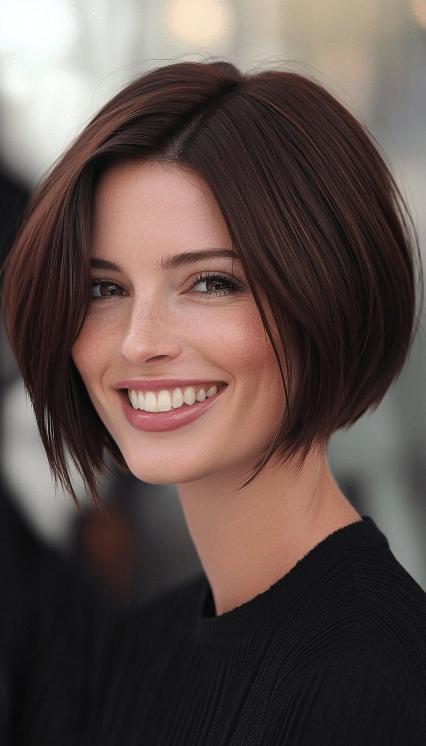 11. Blunt Bob with Soft Layers in Deep Mahogany (Short Hairstyles With Layers) - Short Hairstyles With Layers