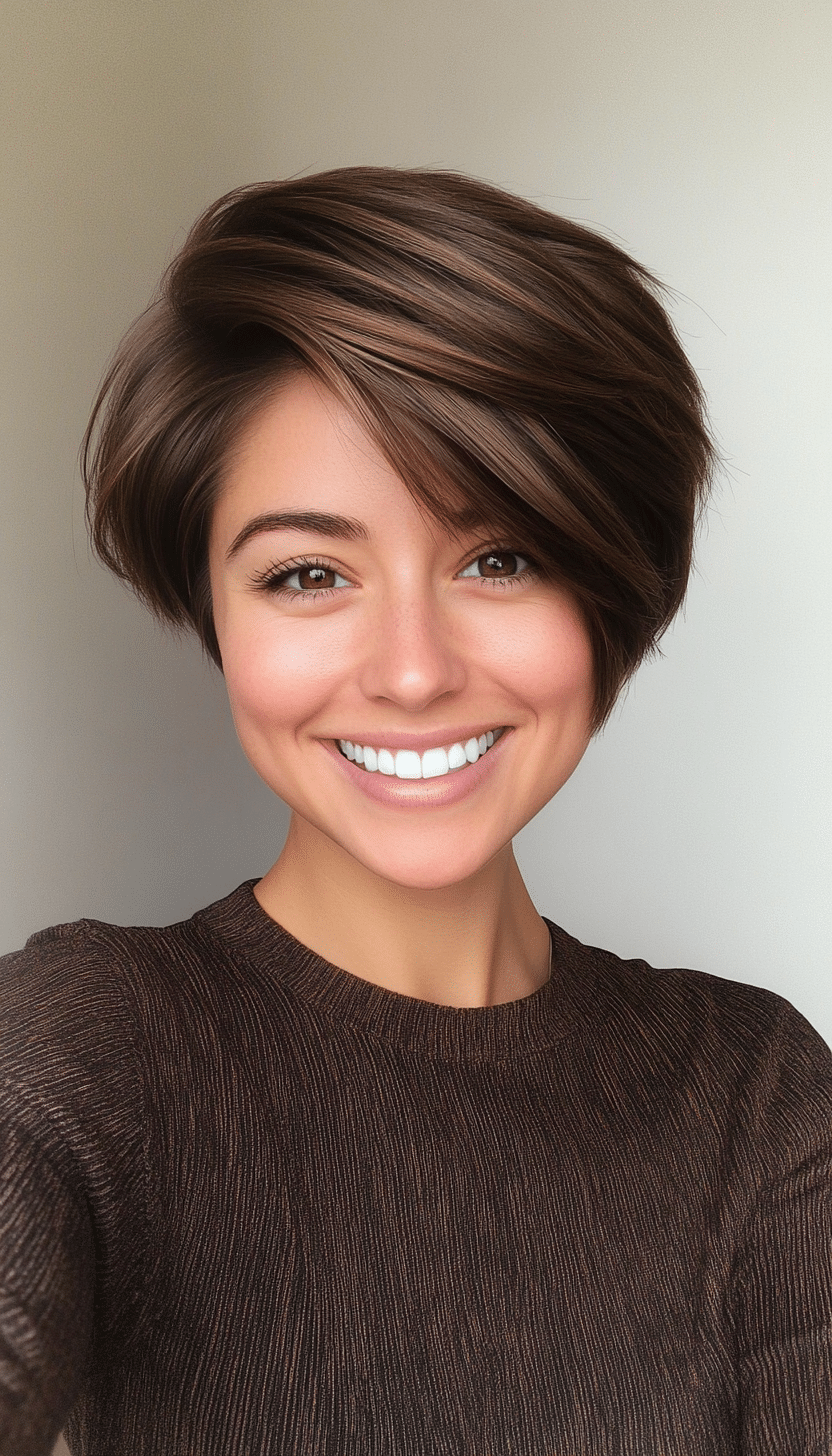 14. Tapered Crop in Dark Walnut (Short Hairstyles With Layers) - Short Hairstyles With Layers