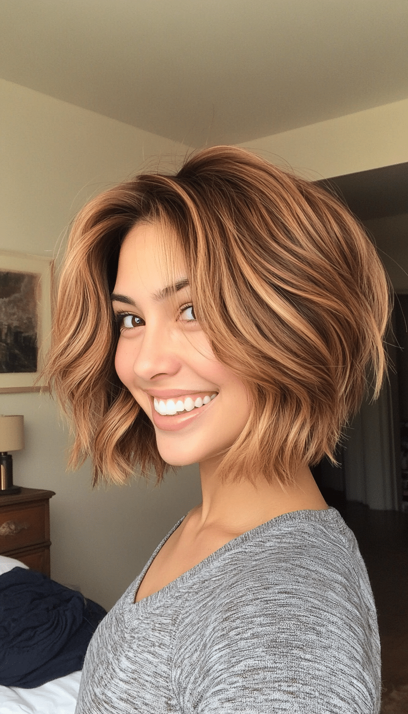 16. Tousled Bob in Medium Golden Brown (Short Hairstyles With Layers) - Short Hairstyles With Layers