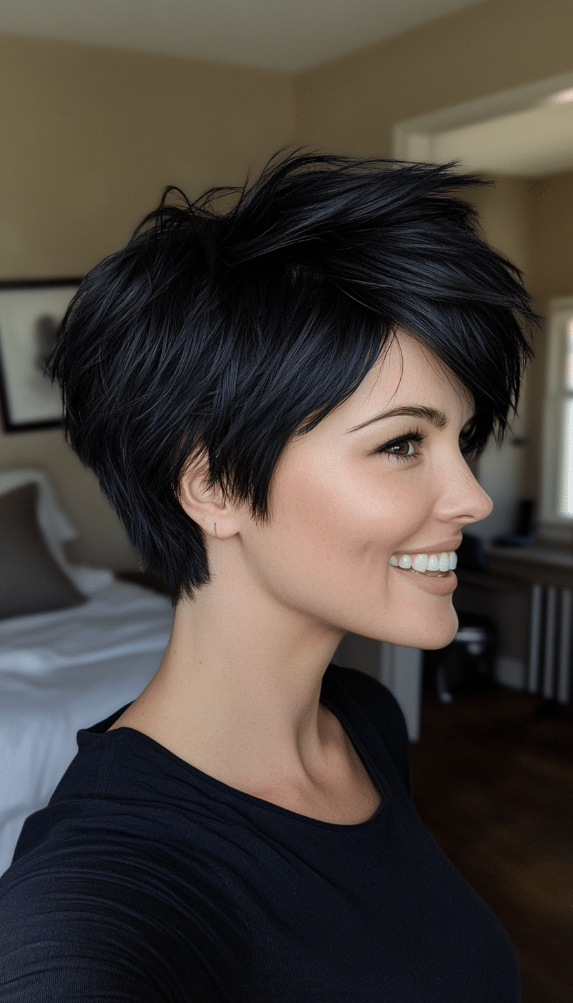 17. Disconnected Pixie in Jet Black (Short Hairstyles With Layers) - Short Hairstyles With Layers