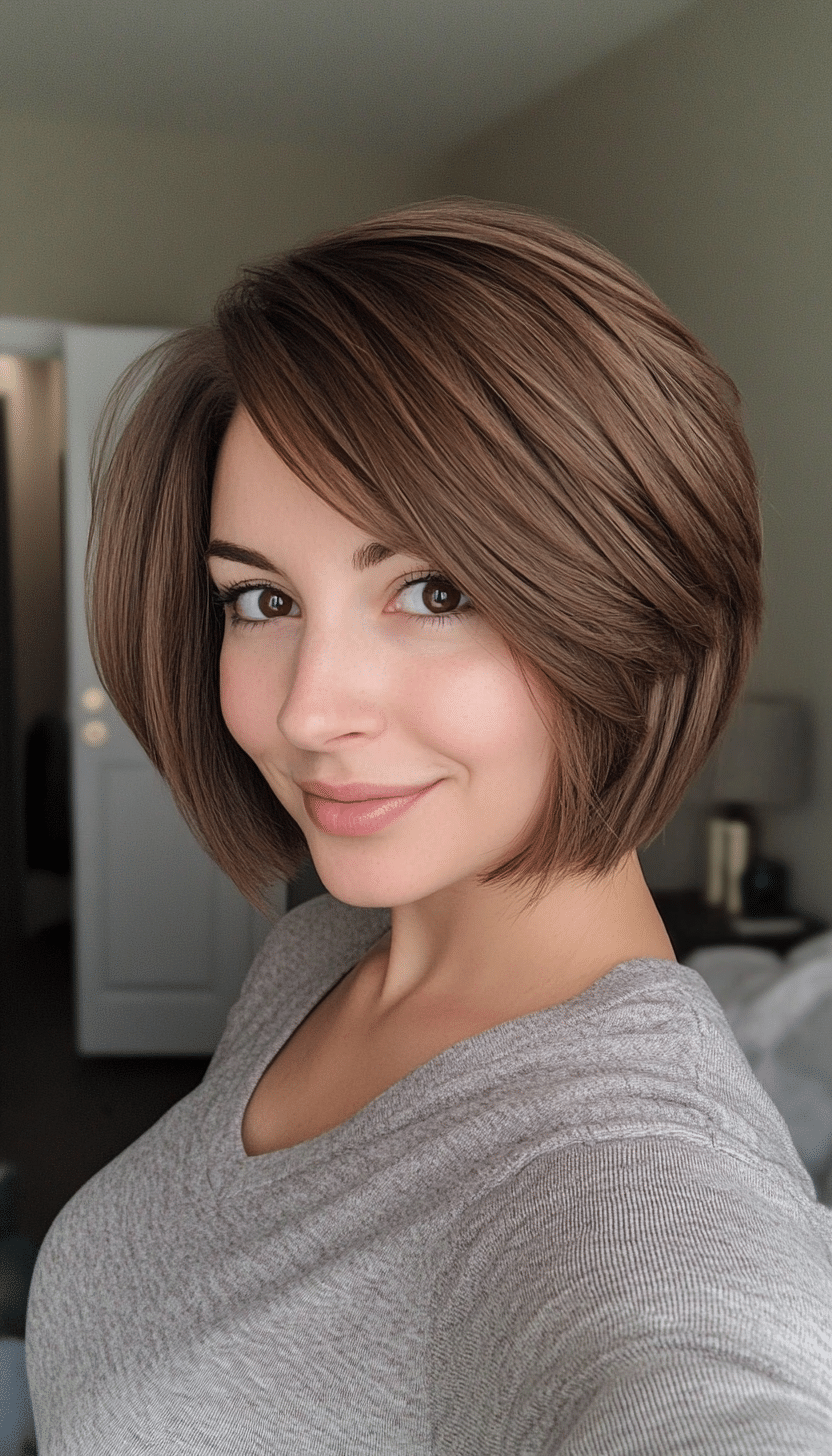 19. Classic Layered Bob in Soft Cocoa Brown (Short Hairstyles With Layers) - Short Hairstyles With Layers