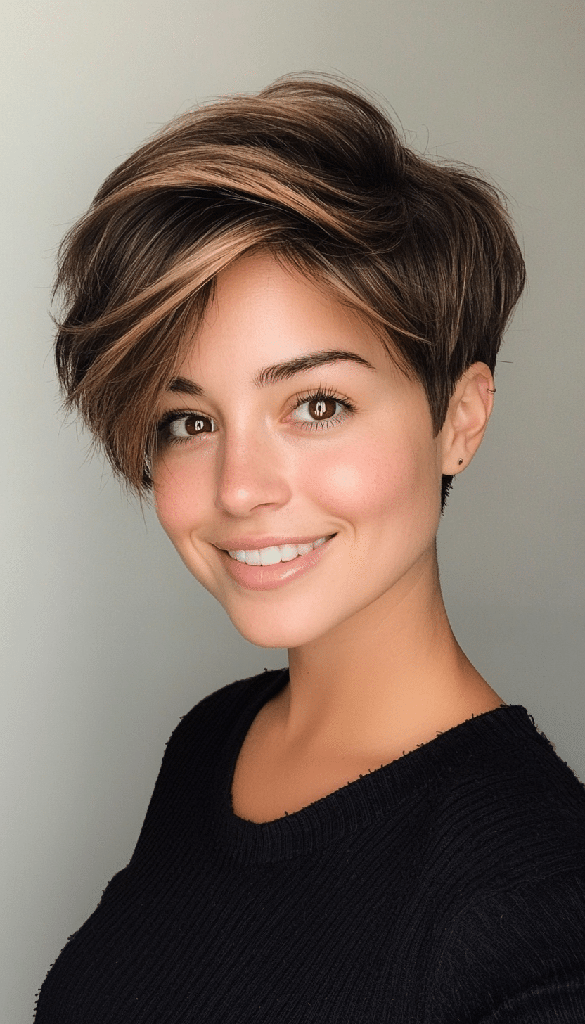 22. Retro-Inspired Crop in Dark Caramel (Short Hairstyles With Layers) - Short Hairstyles With Layers