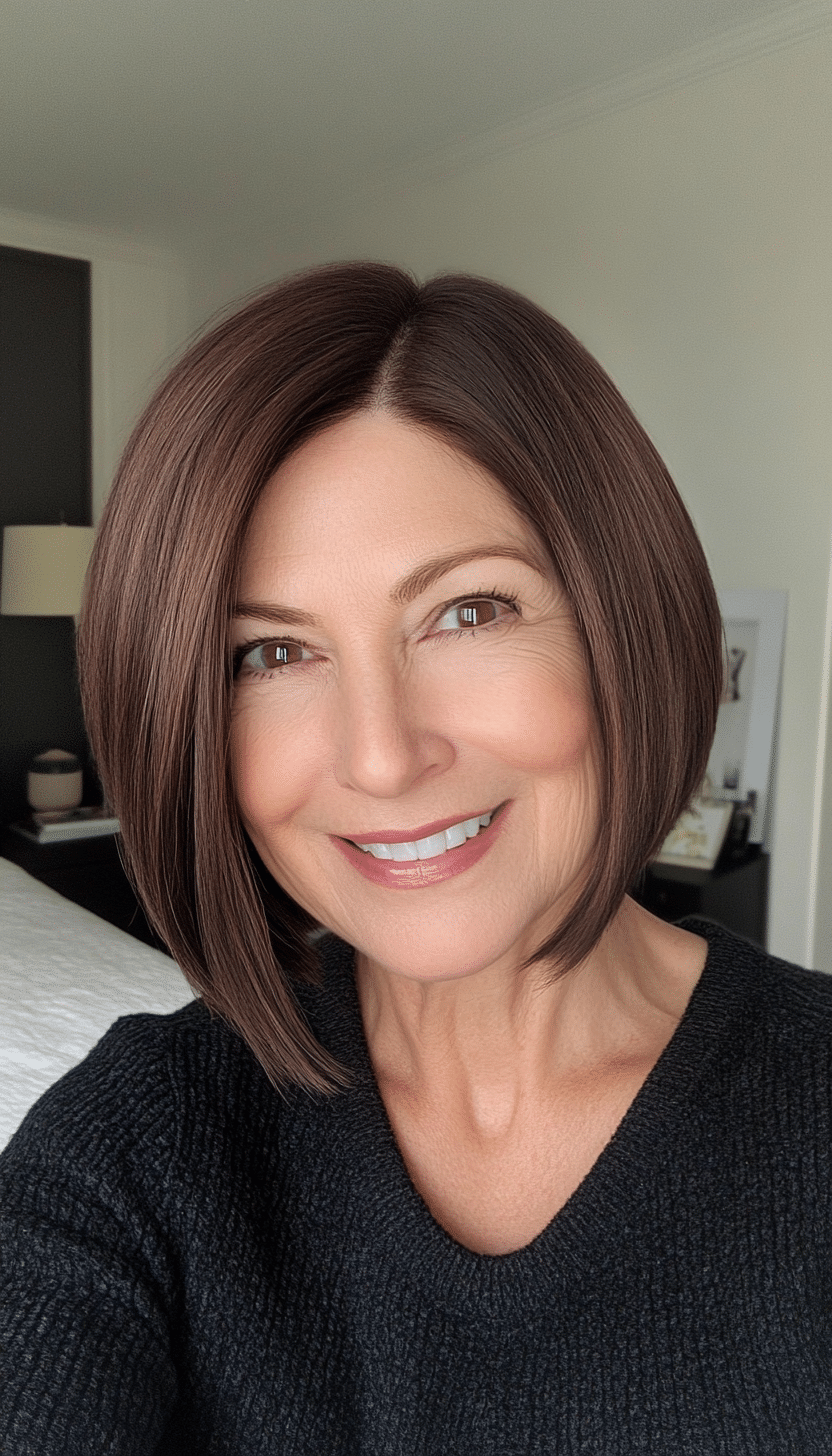 10. Tapered Bob in Cool Mocha (Bob Hairstyles For Women Over 60) - Bob Hairstyles For Women Over 60
