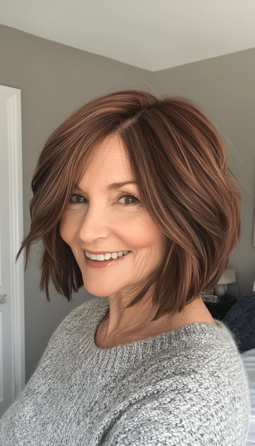 11. Choppy Bob in Soft Walnut (Bob Hairstyles For Women Over 60) - Bob Hairstyles For Women Over 60