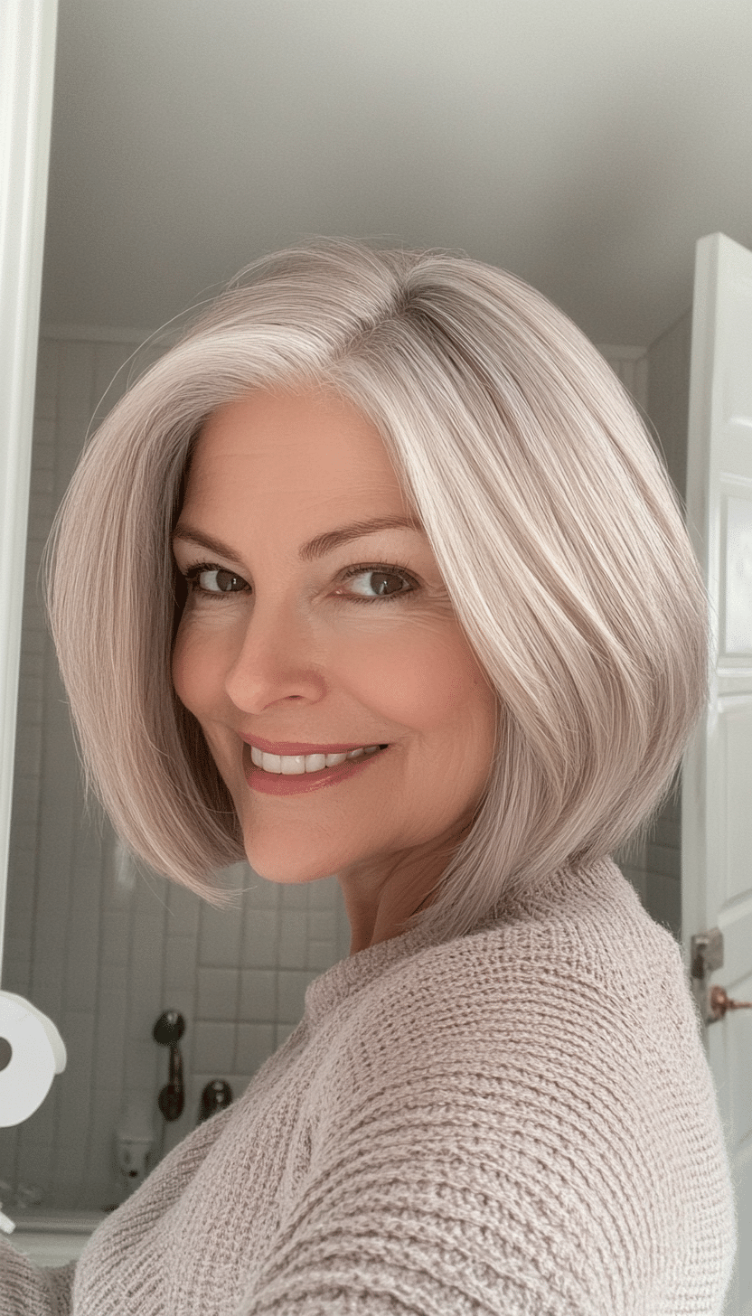 14. Layered Bob in Sunlit Beige (Bob Hairstyles For Women Over 60) - Bob Hairstyles For Women Over 60