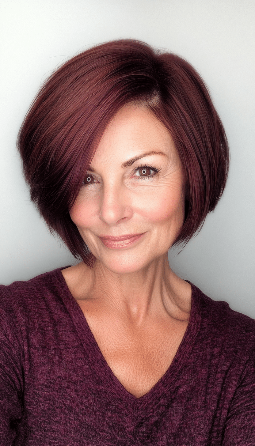 18. Pixie Bob in Deep Mahogany (Bob Hairstyles For Women Over 60) - Bob Hairstyles For Women Over 60