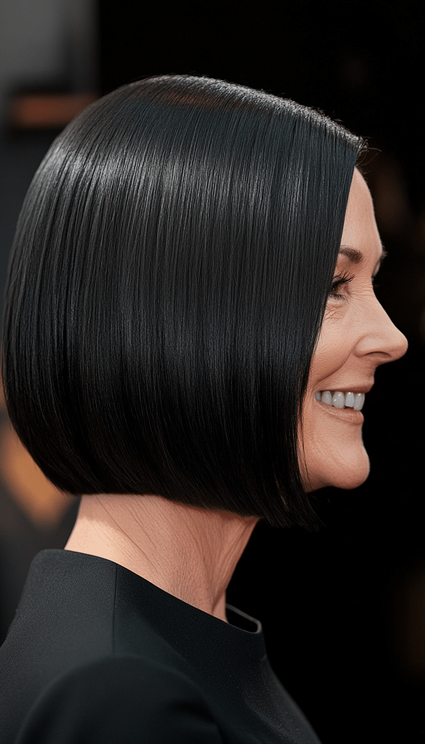 19. Sleek Bob in Natural Black (Bob Hairstyles For Women Over 60) - Bob Hairstyles For Women Over 60